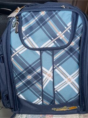 Apollo Navy Plaid Travel Backpack